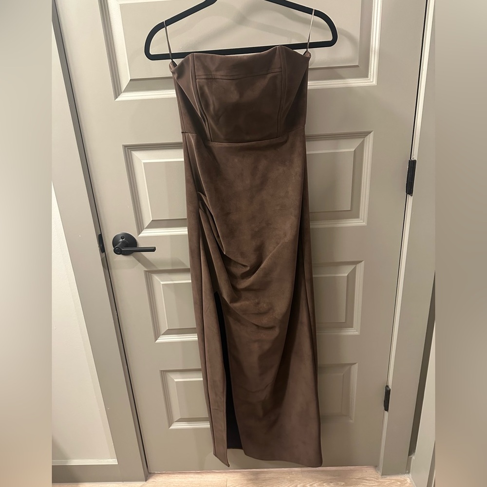 Line & Dot faux suede brown dress